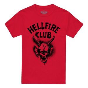 Stranger Things 5 Unisex Adult Hellfire Spray Logo T-Shirt / Red